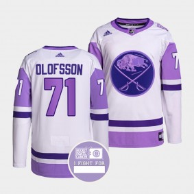 Buffalo Sabres Victor Olofsson Hockey Fights Cancer Jersey #71 White Purple Primegreen